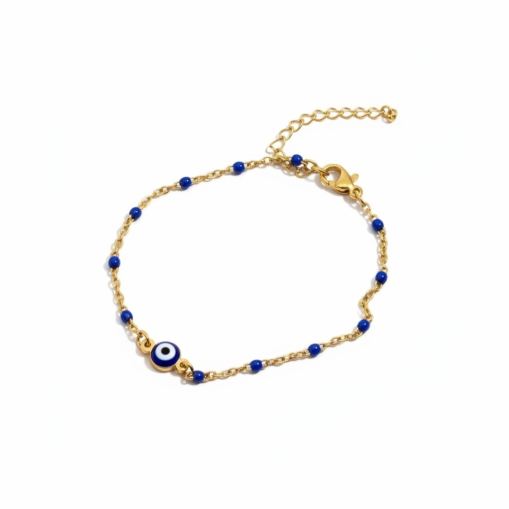 Gold and Blue Evil Eye Bracelet